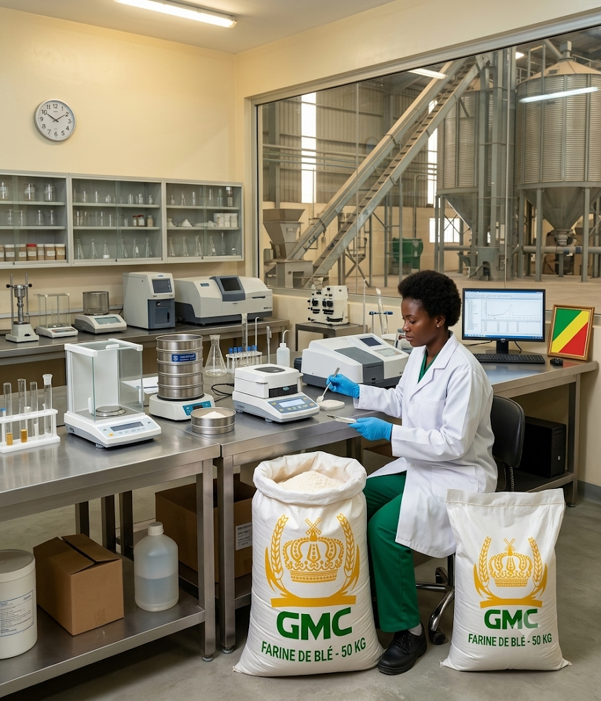 Technicienne de laboratoire GMC en phase de contrôle qualité.